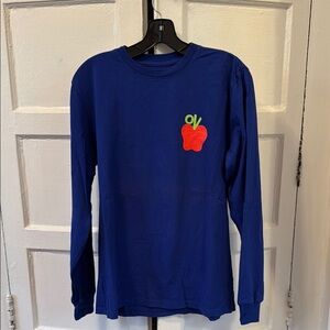 RARE Outdoor Voices Blue Long Sleeve Tee with Apple Graphic (New York Edition)